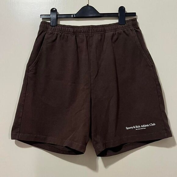 NWOT Sporty & Rich Logo Stay Active and Drink Water Gym Shorts, Size Large - Picture 2 of 4